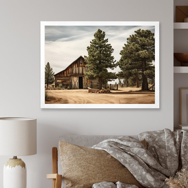 Pin, charme rustique sur bois de pin, Cadre simple blanc, H 30 po x l 40 po x P 1,5 po