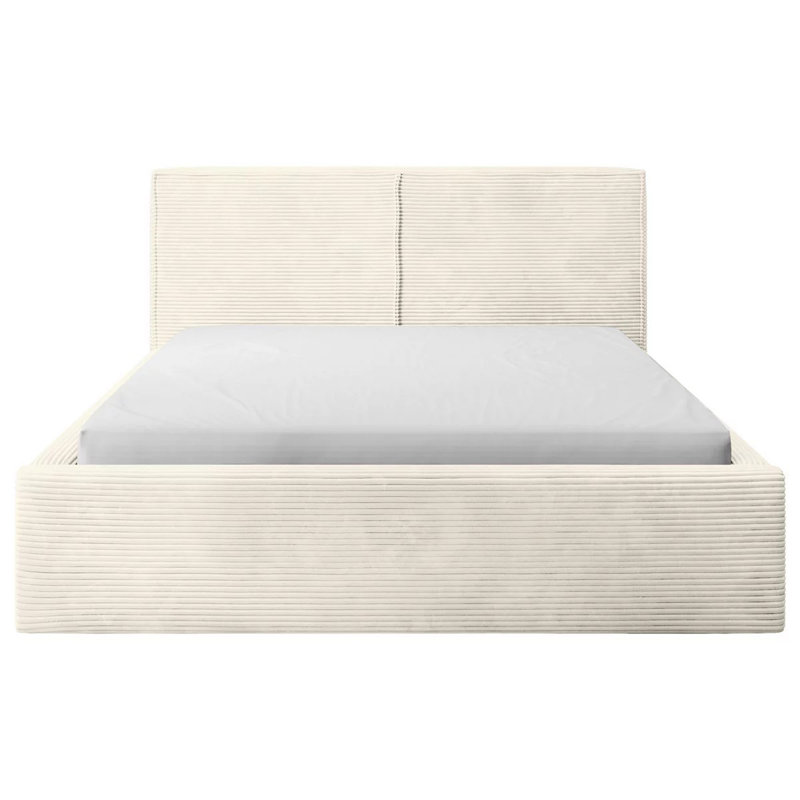 Easy Assembly Gas Liftting Ottoman Bed Frame with 10 Year Warranty Quick Setup Gas Lift Storage Bed , Beige, Double (4'6)