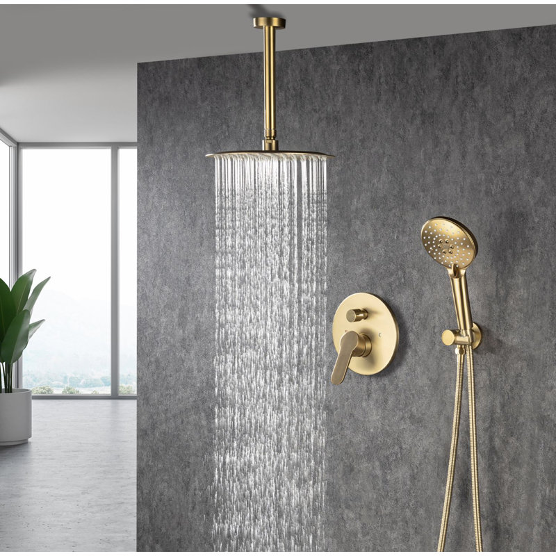 Système de douche complet avec valve brute, Doré mat