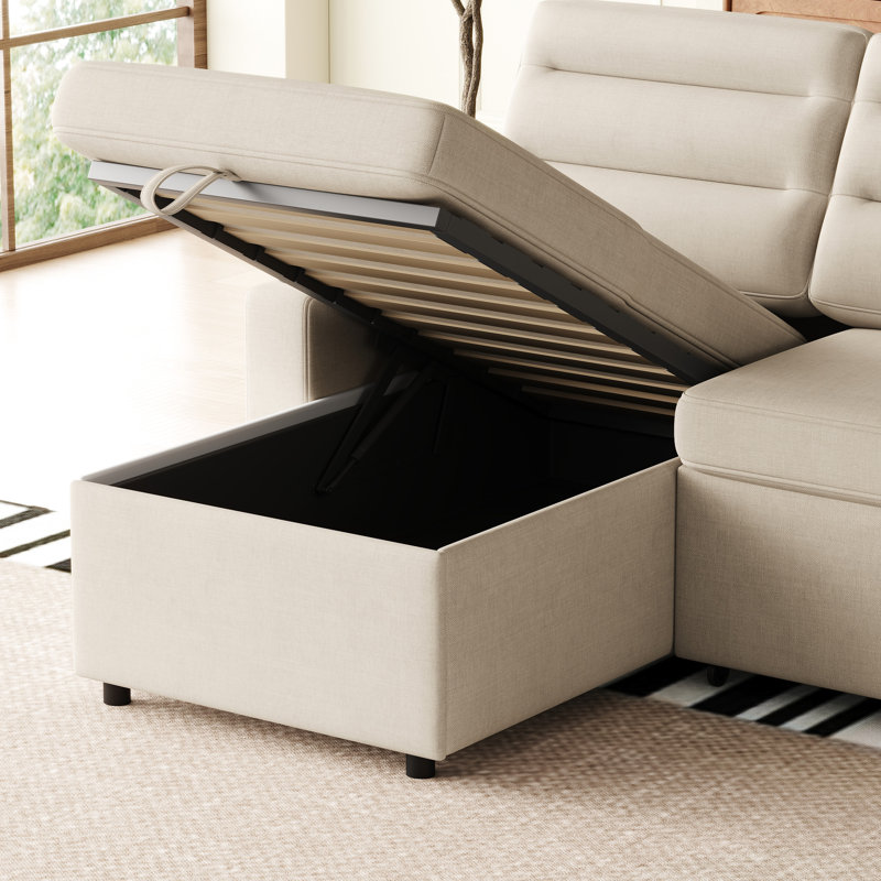 Lit convertible avec poche latérale et coussins confortables pour le salon