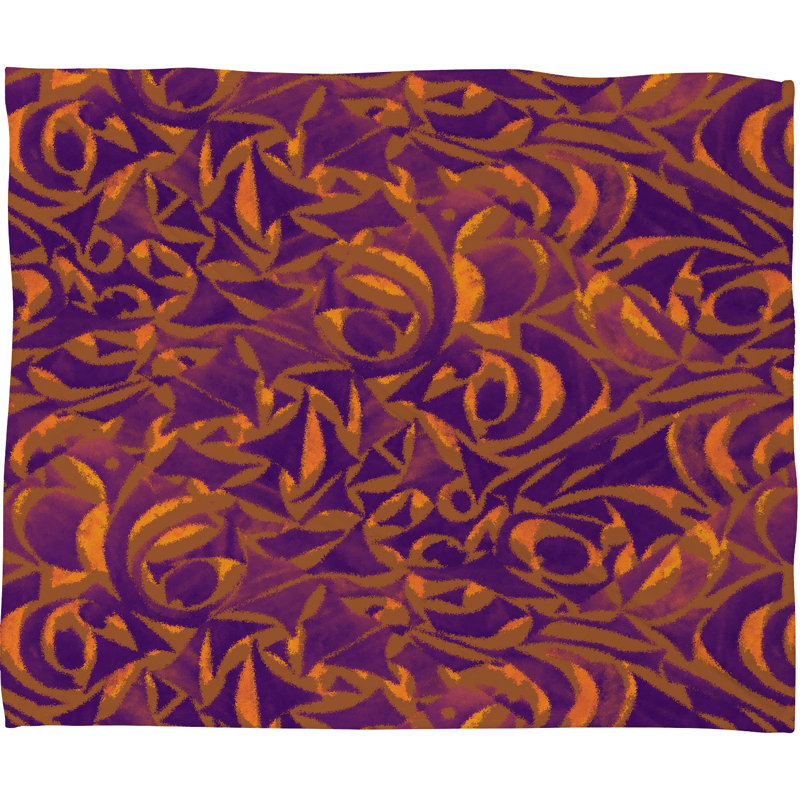 Wagner Campelo Throw Blanket, Large, Purple Abstract Garden 1