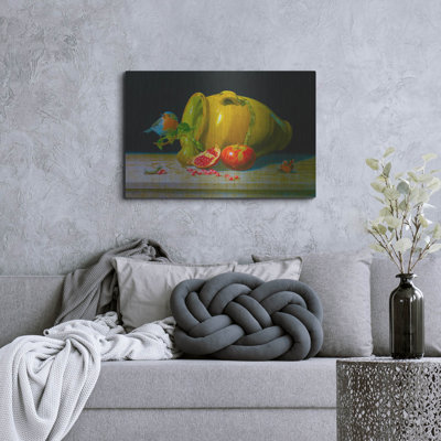 «The Redbreast And The Provencal Pot» par Valery Vecu Quitard, art mural en métal