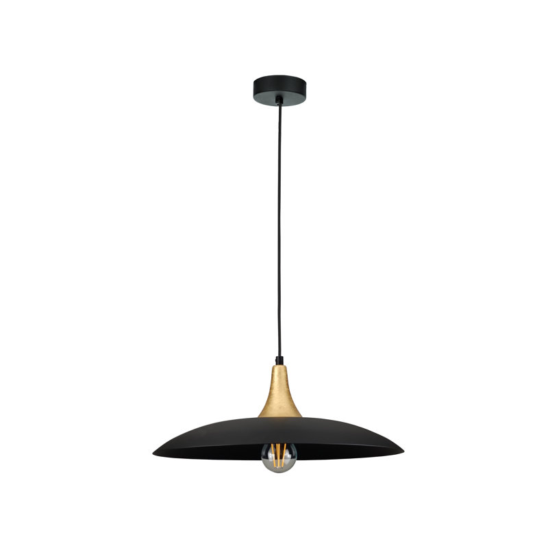 1 - Light Matte Black Dome Pendant, Gold/Black