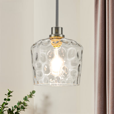 Levona 1-light 7.67" Wide Kitchen Island Light With Rippled Glass For Kitchen Island