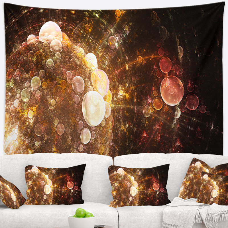 Tapisserie en gouttes d’eau brun floral, H 32 po x l 39 po