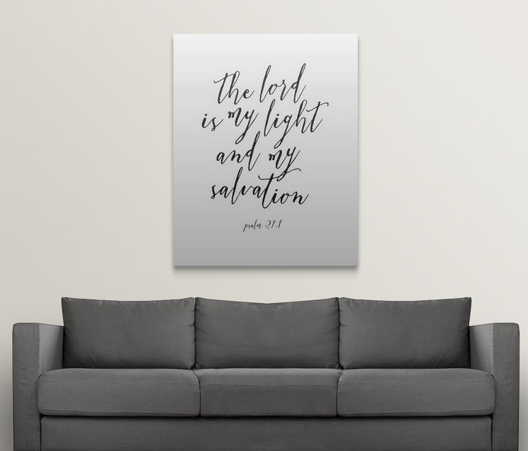 «Psalm 27: 1 - Scripture Art», art textuel, H 20 po x l 16 po x P 1,5 po, Toile