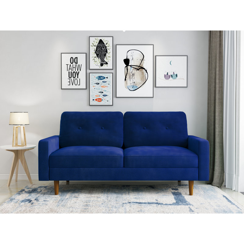 70'' Velvet Sofa, Space Blue Velvet 