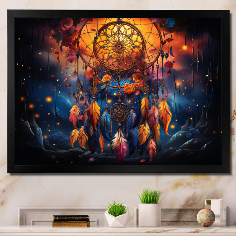Capteur de rêves Bohemian Rhapsody I - impression, Cadre simple noir, H 30 po x l 40 po x P 1,5 po