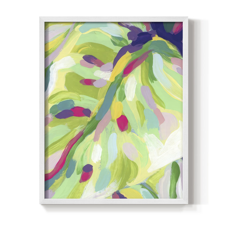 «Bright Tropical Abstraction I», H 30 po x l 24 po, Blanc