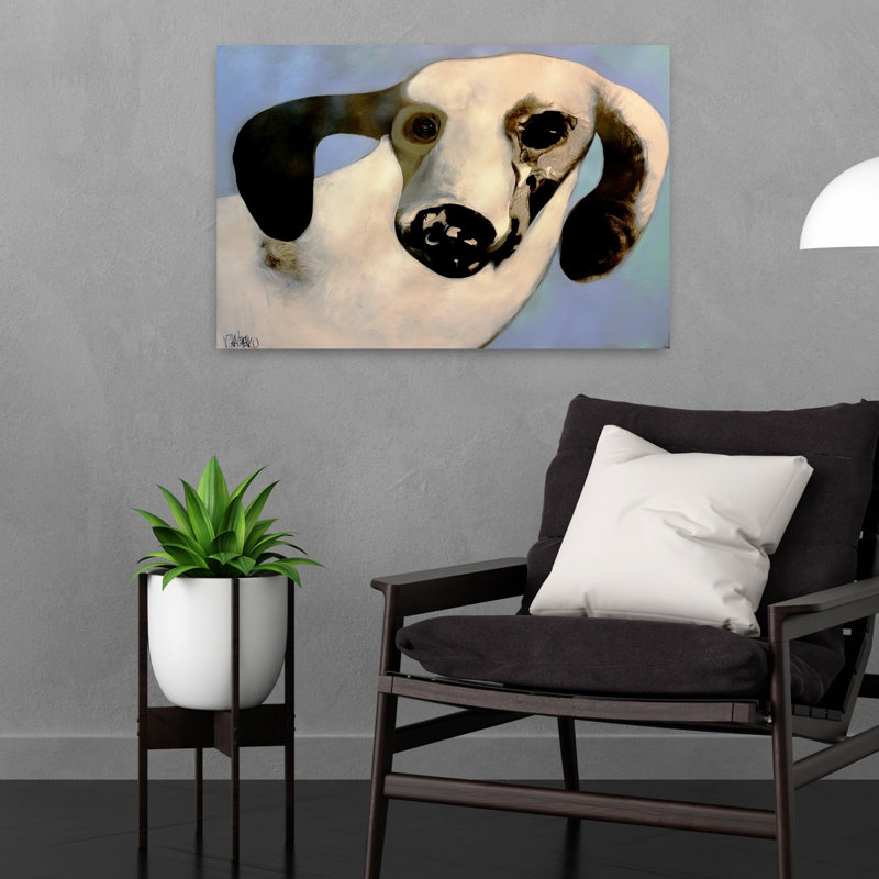 Dreamy Canine Portrait Abstract Elegant Serene Dog Portrait, art mural, H 16 po x l 24 po