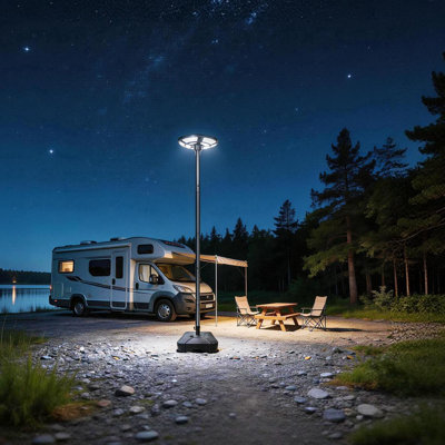 89" Tall 750-LED Freestanding Outdoor Lamp Post with Dual-Charging Option, No Trenching or Drilling & Easy DIY