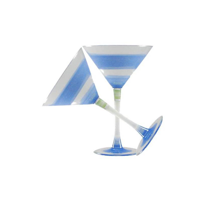 Cottage rétro à rayures 7 oz. Verre à martini, Bleu