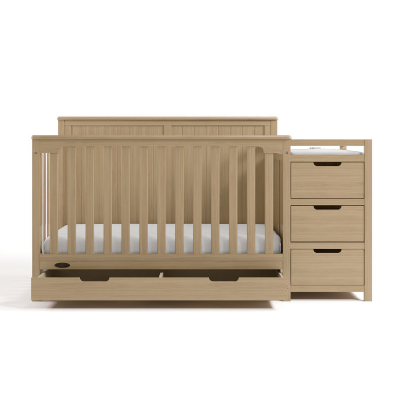 Lit de bébé convertible et table à langer avec rangement Hadley 5-en-1, Bois flotté, Lit à barreaux