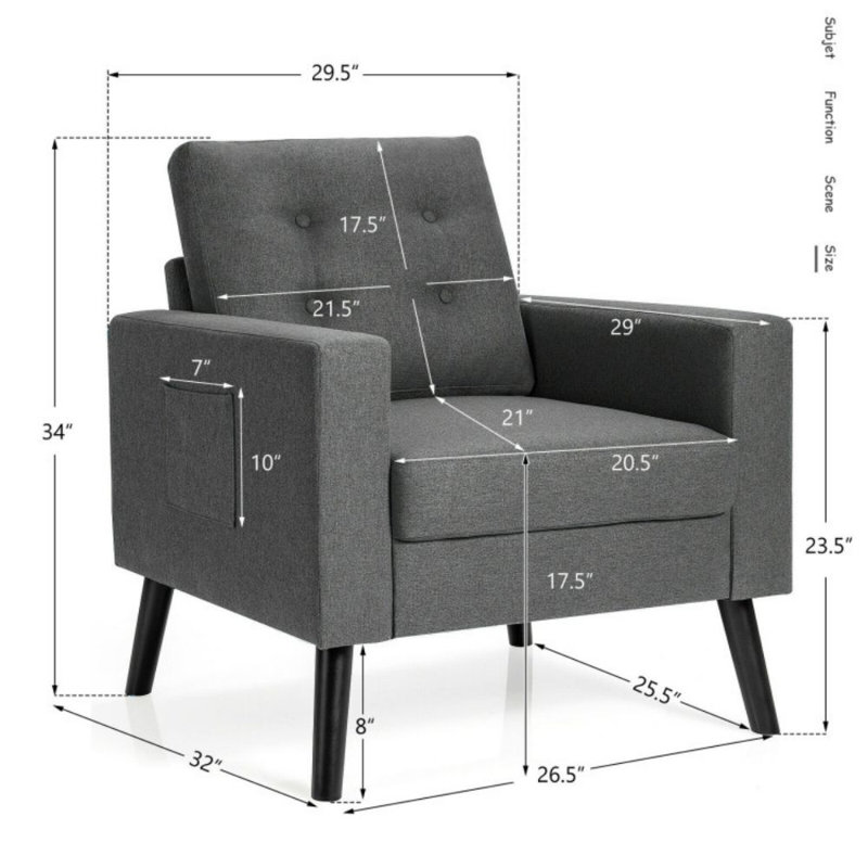 Grunwald Upholstered Armchair, Gray