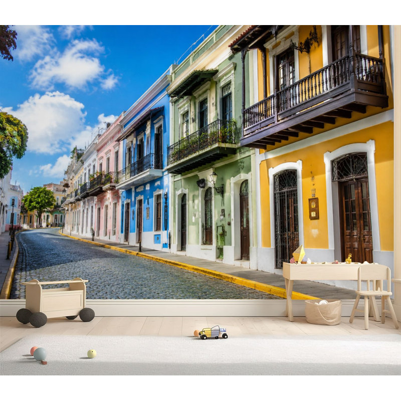 Papier peint auto-adhésif Vieille ville, Porto Rico, Porto Rico, L 69 po x l 96 po