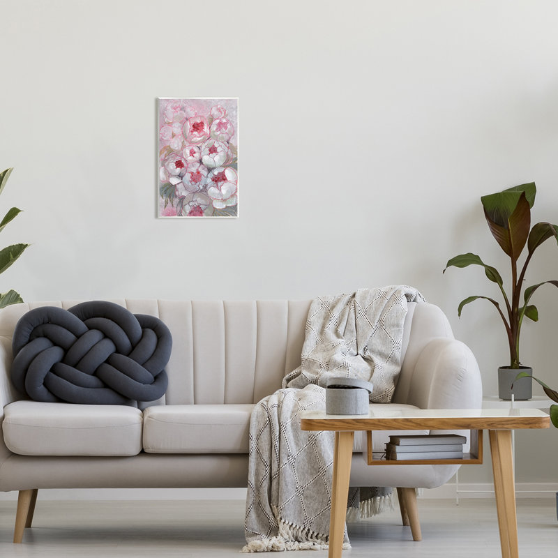 «Blue Outline Peony Blooms Abstract Floater Canvas» par Blursbyai, H 15 po x l 10 po x P 0,5 po, Bois