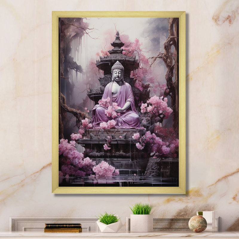 Berenika Pink Buddhism Buddhist Chant - impression, H 20 po x l 12 po x P 1 po, Encadrement doré