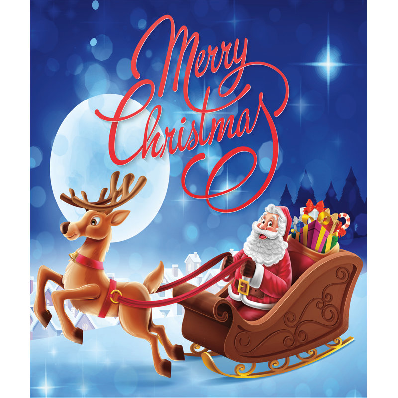 Tapisserie joyeux Noël en polyester Santa Rudolph, H 68 po x l 80 po x 0,25 po