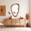 Miroir mural irrégulier à cadre en bois naturel, conception asymétrique unique-2000705397-2000705400