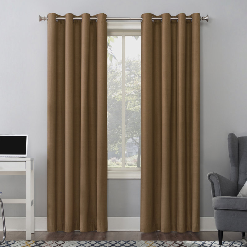 Cameron Thermal Insulated 100% Blackout Grommet Curtain Panel, 50" W x 63" L, Pecan