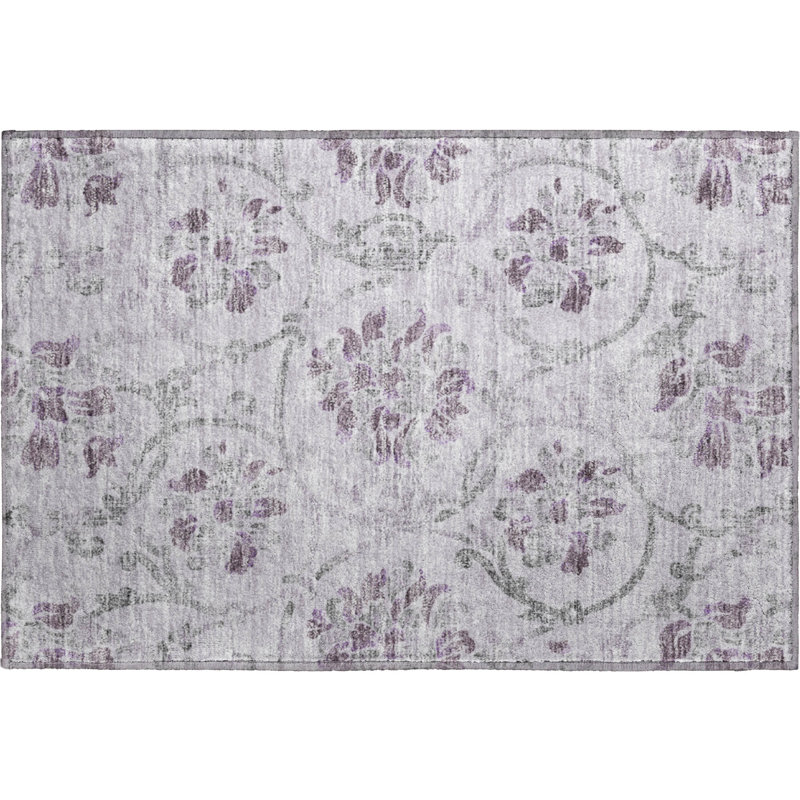 Premium Machine Washable Prisco Lavender Rug, Rectangle 1'8" x 2'6"