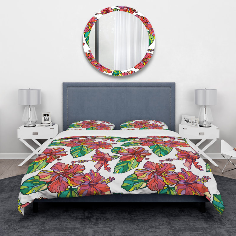 Ensemble de housse de couette tropical, Housse simple + 1 taie décorative