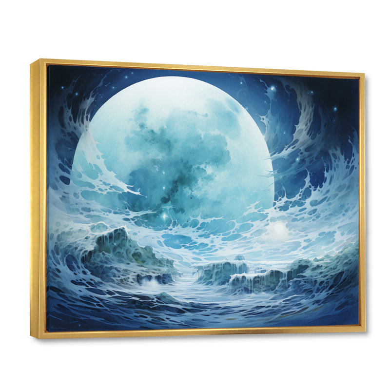 Planète Europa, mystérieuse terre glacée, H 24 po x l 32 po x P 1 po, Cadre flottant doré