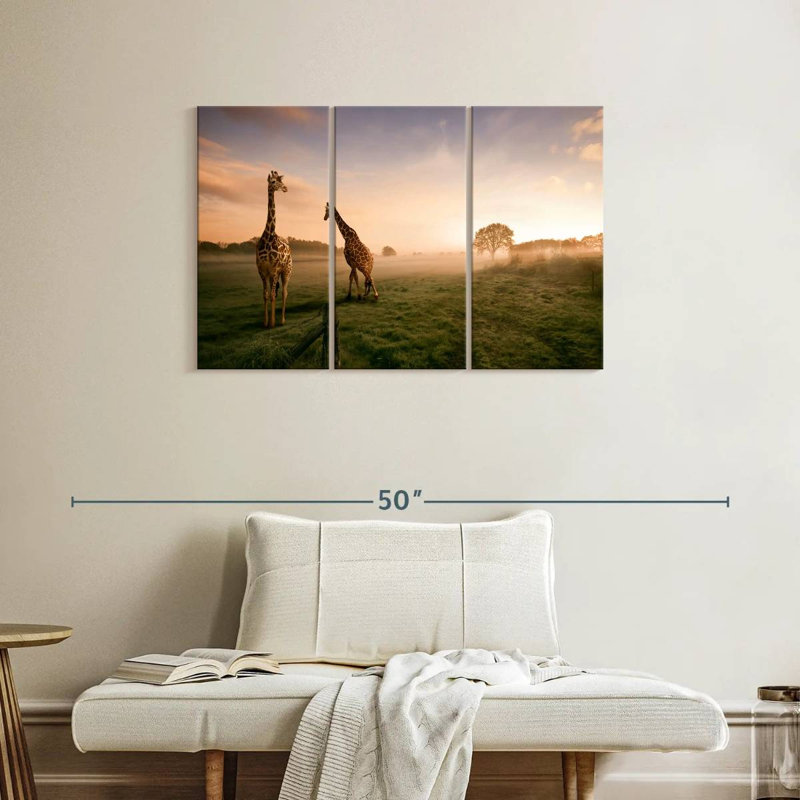 Brampt, girafes dans la savane, H 24 po x l 38 po