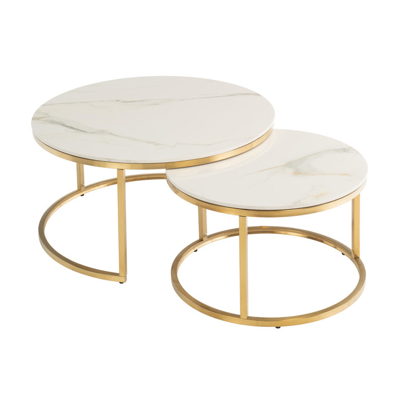 Lilibeth Open Coffee Table, White/Gold