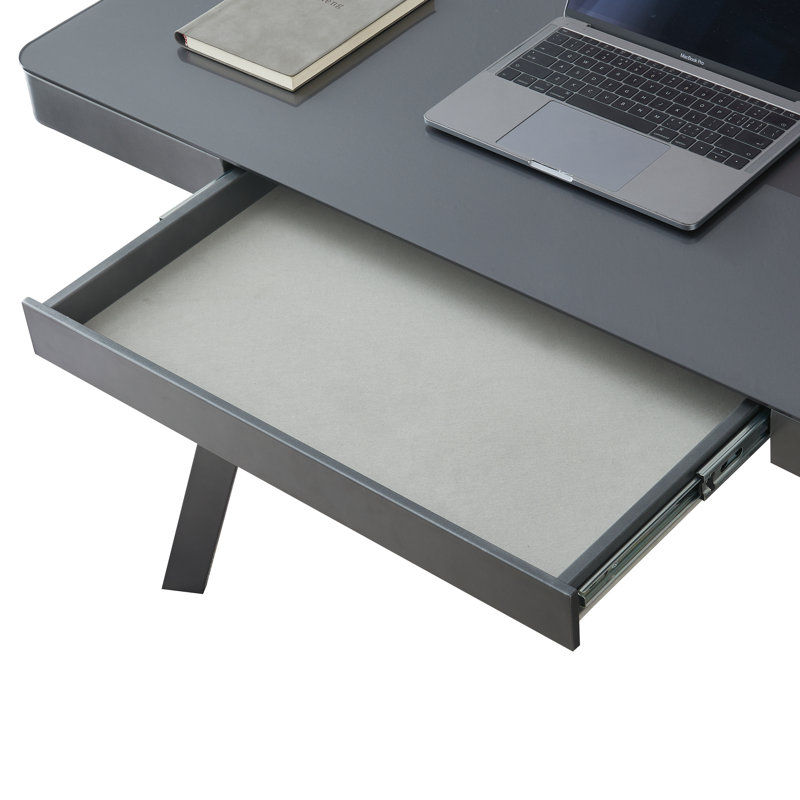 Glass Top Metal Base Writing Desk