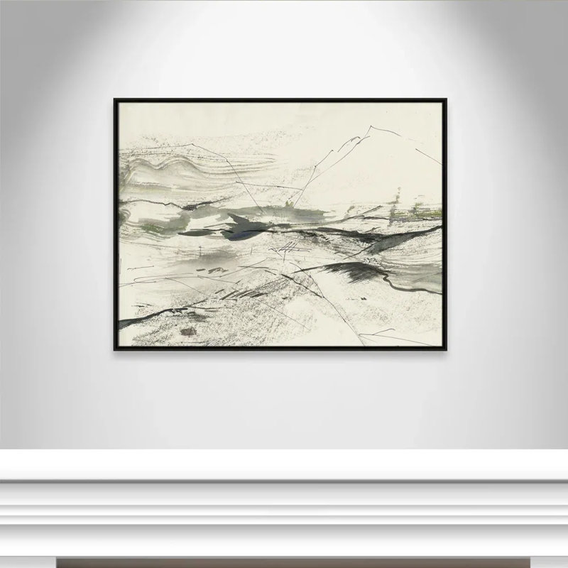 " Green Sketches " by PI Studio, Pas de tapis, Cadre mince noir, H 16 po x l 19 po x P 0,75 po