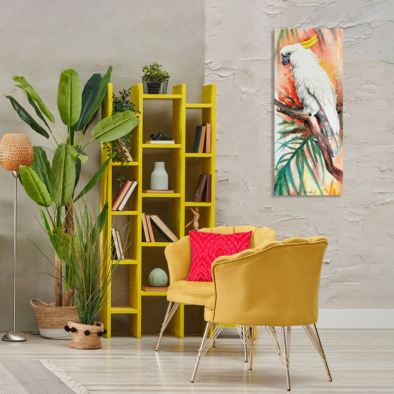 Art mural sur toile de cacatoès huppé par Christine Reichow, H 24 po x l 10 po