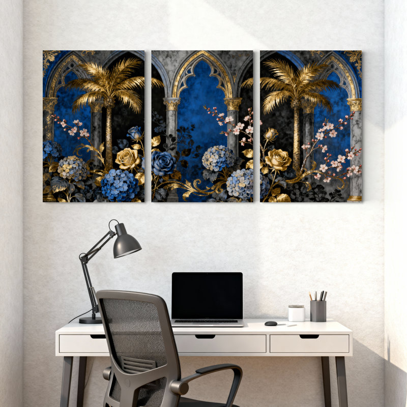 Plantes et fleurs, ensemble de 3 reproductions d'art sur toile, H 30 po x l 20 po