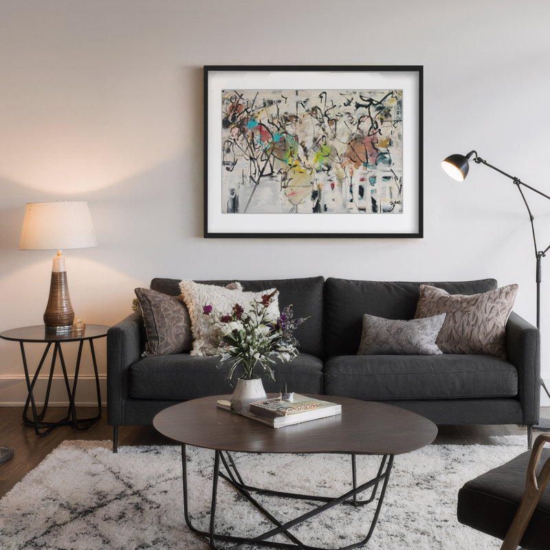 «Abstract IX» par Salvatore Principe, reproduction sur toile, H 18 po x l 24 po, Impression encadrée avec passe-partout, Noir