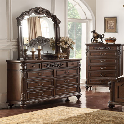 Traditional Formal Unique Design Dresser With Mirror