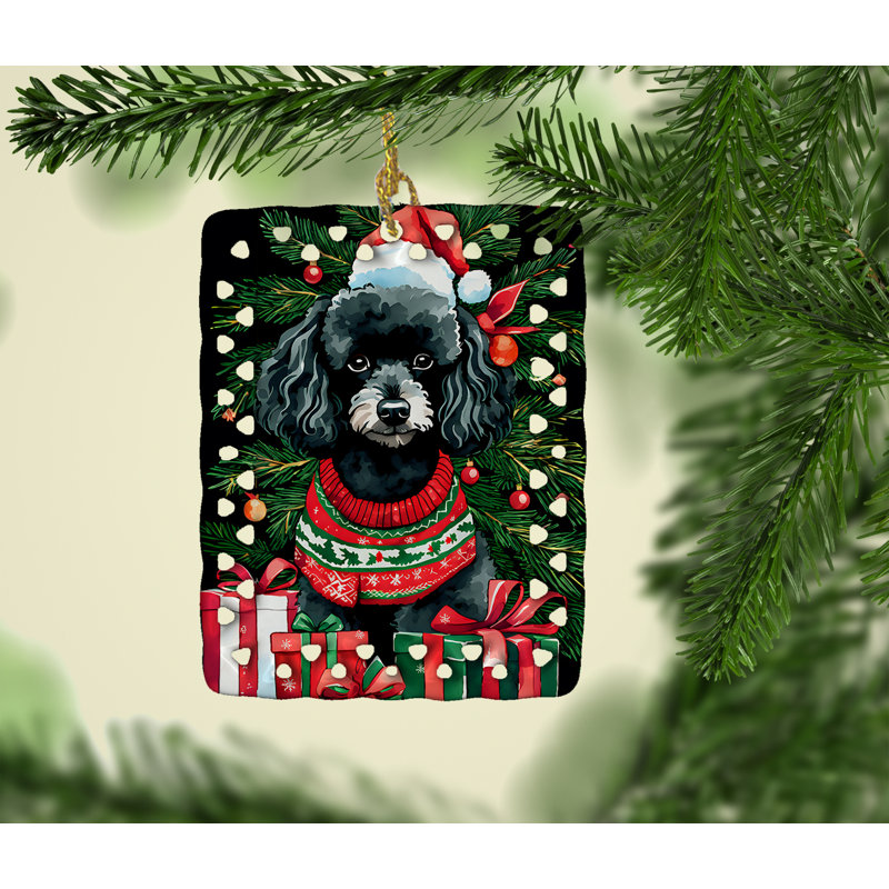 Ornement en porcelaine de Noël caniche, Caniche 3575