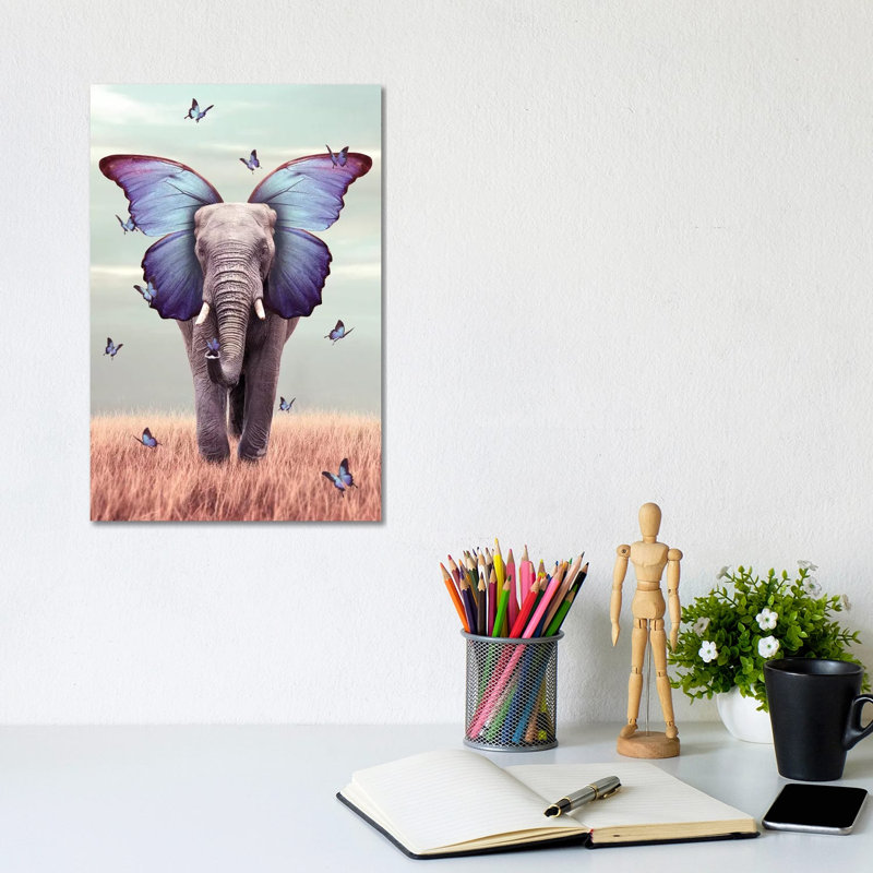 Elephant Blue Morpho Lenity Mint by Soaring Anchor Designs - Wrapped Canvas Print, 20.32 cm H x 30.48 cm W