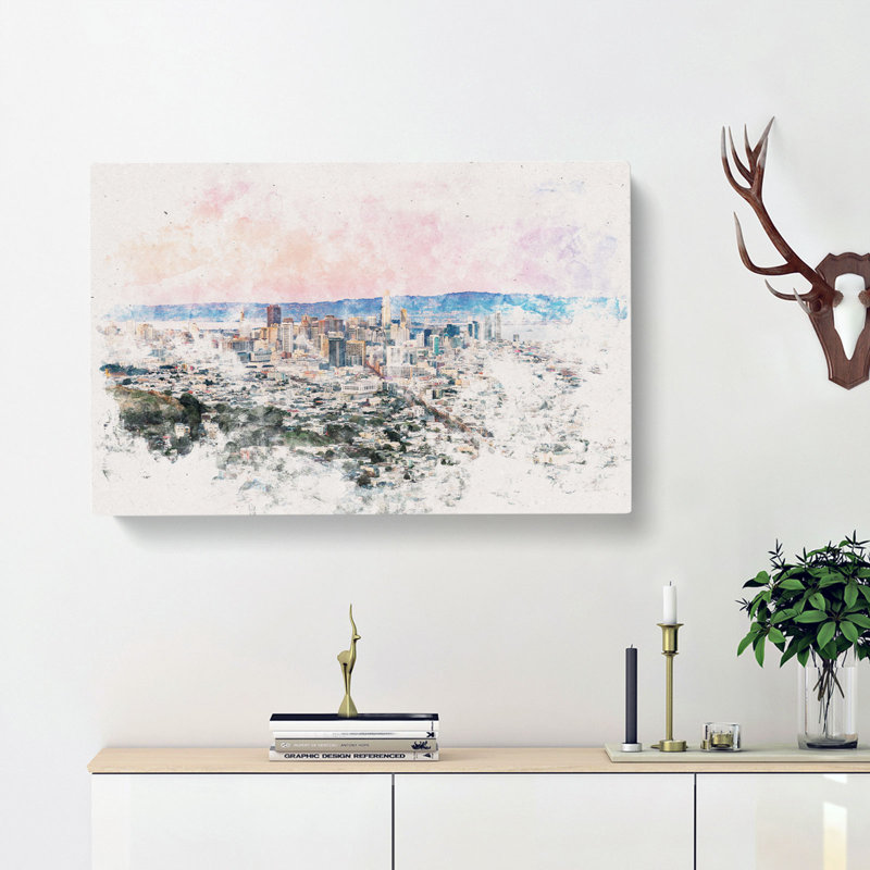 Evening Colours Of San Francisco - Wrapped Canvas, 50cm H x 76cm W x 3cm D