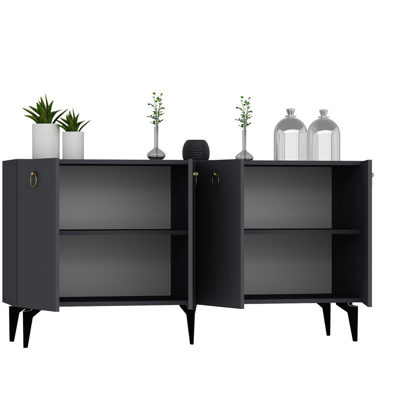 Catena Elegant Console Table, Anthracite Color, 59.1 x 31.1 x 15.7 inches | 100% Melamine Coated Particle Board, Thickness: 0.7 inches | Stylish Design for Entryway, Living Room & Home Office, Durable & Functional