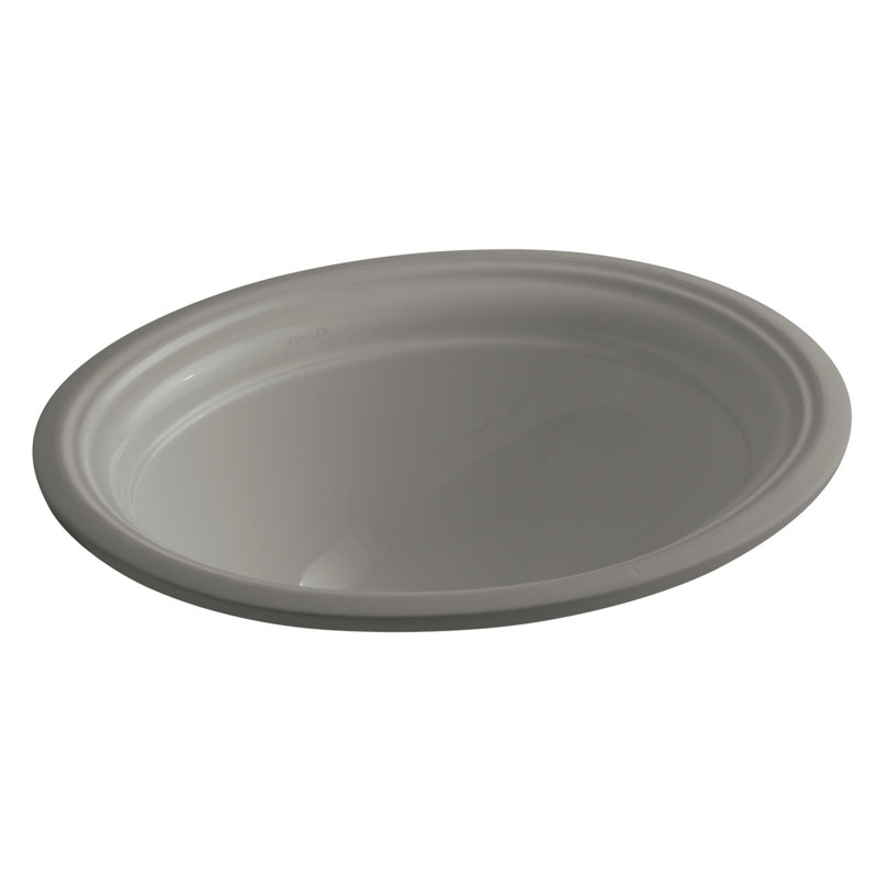 Devonshire Ceramic Oval Undermount Bathroom Sink with Overflow, Cashmere