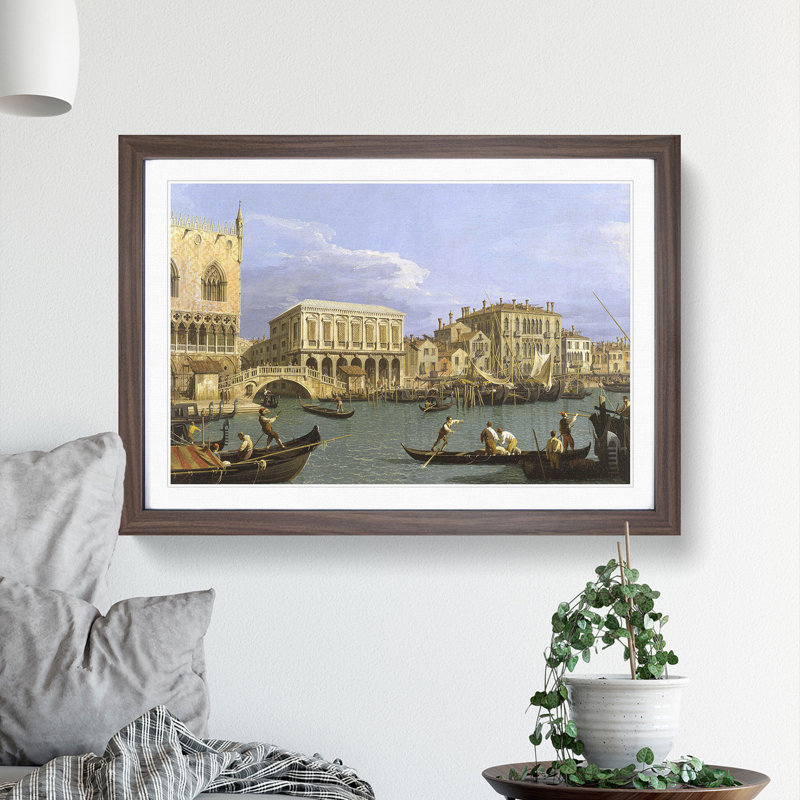 Riva Degli Schiavoni in Venice by Giovanni Canaletto - Framed Print, 27cm H x 36cm W x 2cm D, Walnut Framed