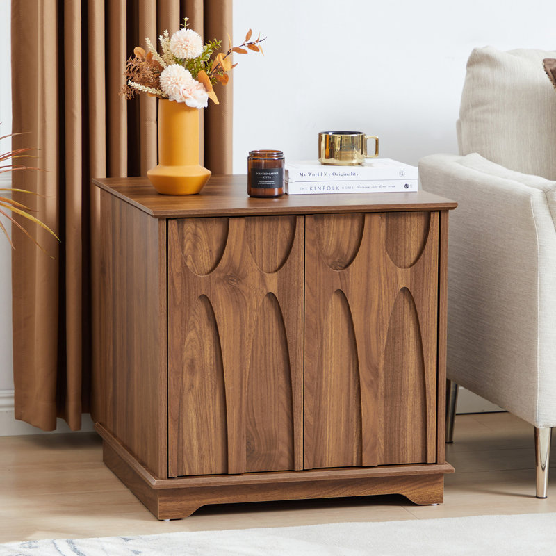 23.6" End Table with Storage, Brown