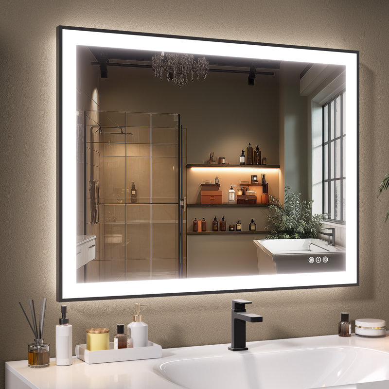 Wrought Studio™ LED Bathroom Mirror with Lights, Lighted Vanity Mirrors for Bathroom Anti-Fog, Dimmable, 3 Colors, Wall Mounted  with ETL & 5-Year Warranty
