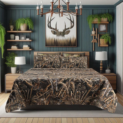 Realtree Edge Camo Bedding  Sheet Set Microfiber Rustic Farmhouse Bedding for Lodge, Cabin & Hunting Bed Set – Perfect for Outdoor Camouflage Bedroom