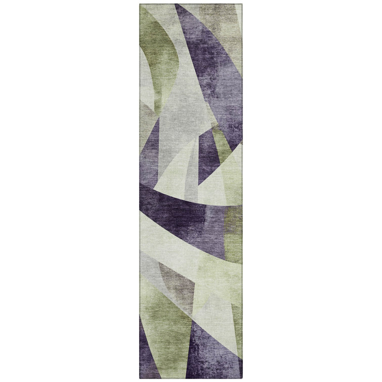Machine Washable Indoor/Outdoor Xhevrie Purple Rug