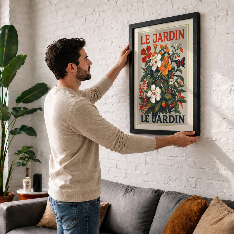 Le Jardin Floral Botanical - Framed Print, A2 - 59.4 x 42.0 cm, Oak