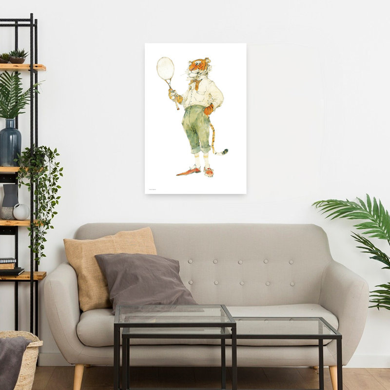 The Tennis Tiger, art contemporain, H 24 po x l 16 po