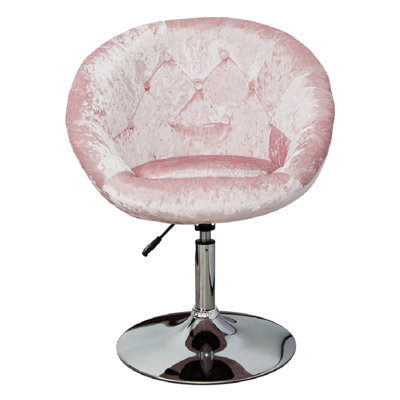 Giselle Antoinette Round Tufted Vanity Chair with 360 Degree Swivel and Stainless Steel Flat Base