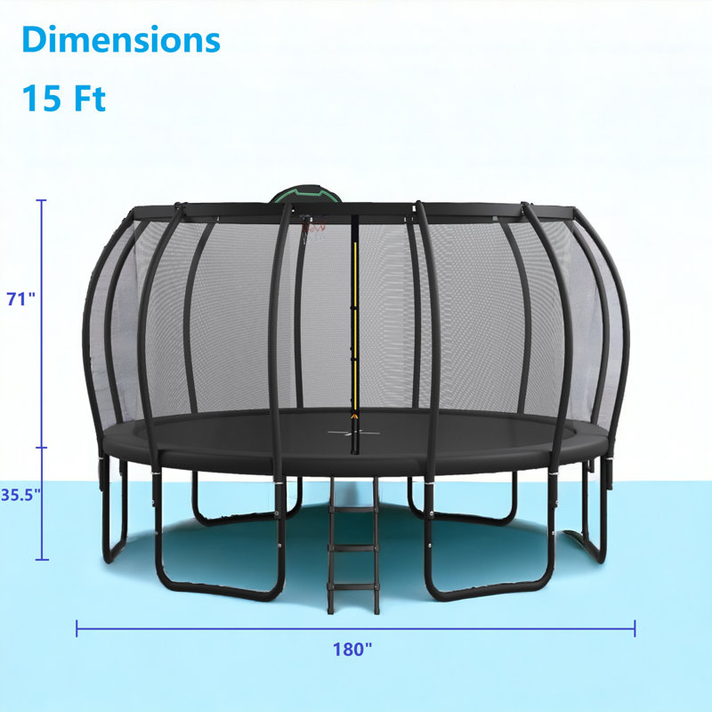 Virubi 15' Round Backyard Trampoline with Safety Enclosure