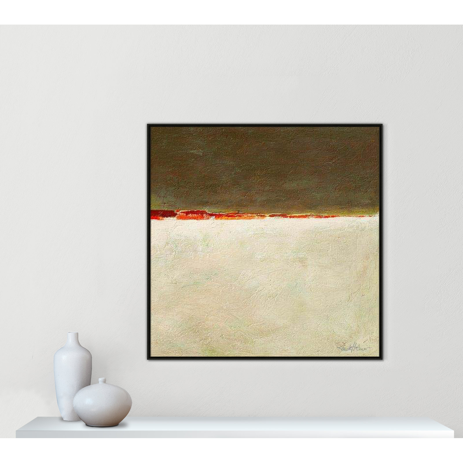 Orange Horizon I by Renate Holzner, Espresso Framed, 46.5'' H x 46.5'' W x 2'' D